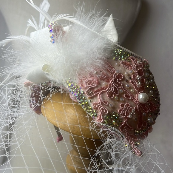 FASCINATOR BIRDCAGE VEIL “MARIE ANTOINETTE” #1036 CUSTOM MADE main image 11